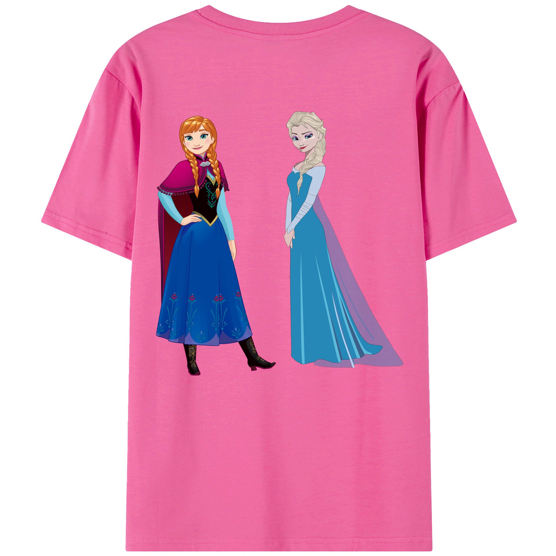 （画像用） アナと雪の女王 アンナ エルサ Frozen Anna Elsa レディース半袖Tシャツ(バックプリント)